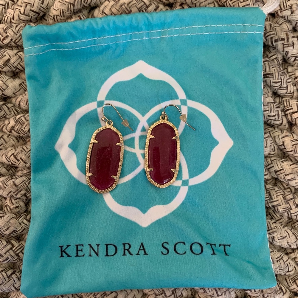 Kendra Scott Elle Gold Drop Earrings- Maroon Jade